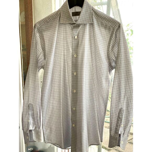Canali Multi Color Fine Stripe Cotton Plaid Button Down Shirt IT Size 38 = US 15 - Picture 1 of 8